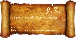 Jirácsek Kunigunda névjegykártya